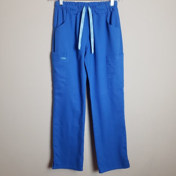 Grey's Anatomy Royal Blue 5 Pocket Straight Leg Scrub Pants Small - Picture 1 of 9
